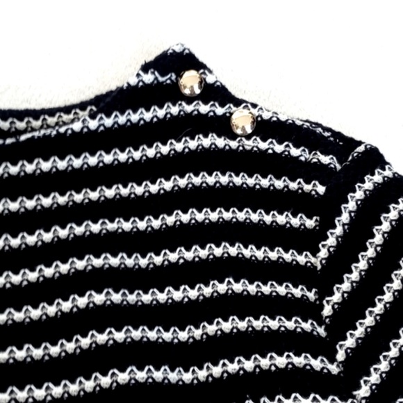 Talbots Women's Navy & White Striped Boatneck Knit Sweater 3/4 Sleeves M/P - Picture 2 of 12